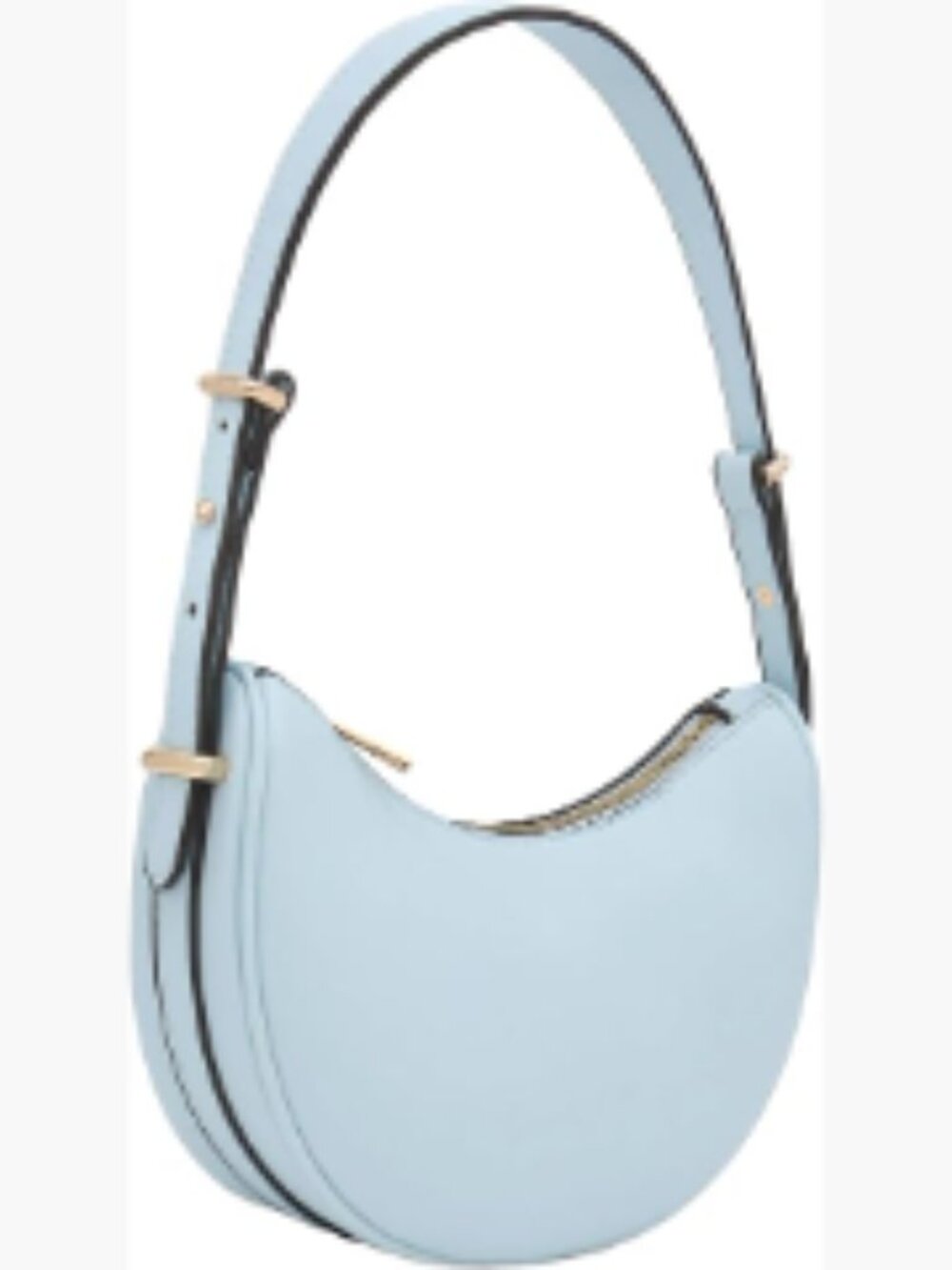 Faux Leather Baguette Shoulder Bag Adjustable Strap Zipper